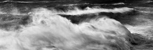fine art black and white photography of a stormy ocean in Nazaré, Portugal