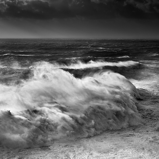 Mare is fine art black and white photo of the atlantic ocean during a big swell in Nazarè, Portugal