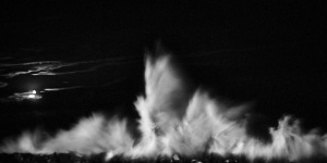 Black and white fine art photo of a nocturne seascapes of a wave