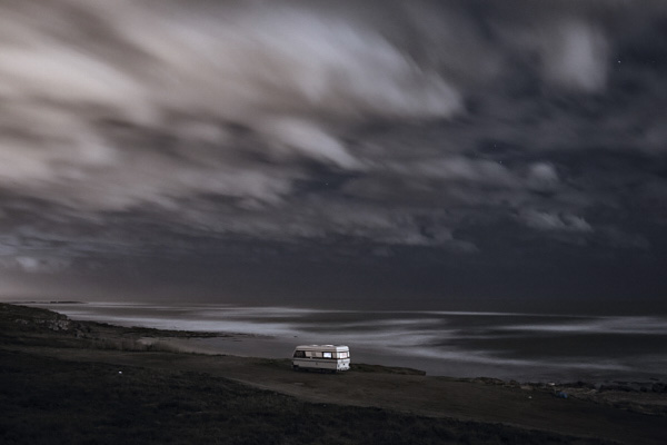 Fine art photography lansdcape of a van in front of the ocean