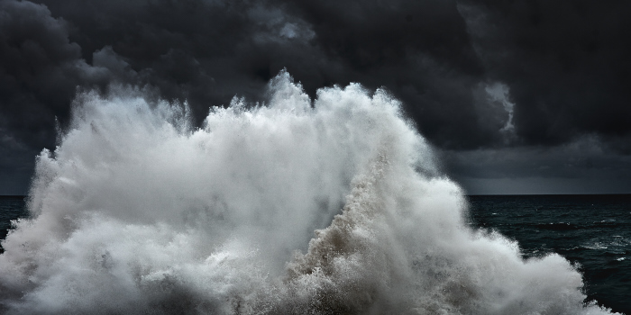 Fine art color photography of  an abstract stormy ocean in Portugal