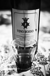 Fine art black and white still lives of a bottle of wine, taken in Montepulciano, Tuscany