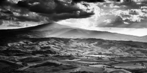 fine art landscape in black and white of Val d'Orcia, Tuscany