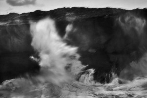 Black and white fine art image of a stormy ocean