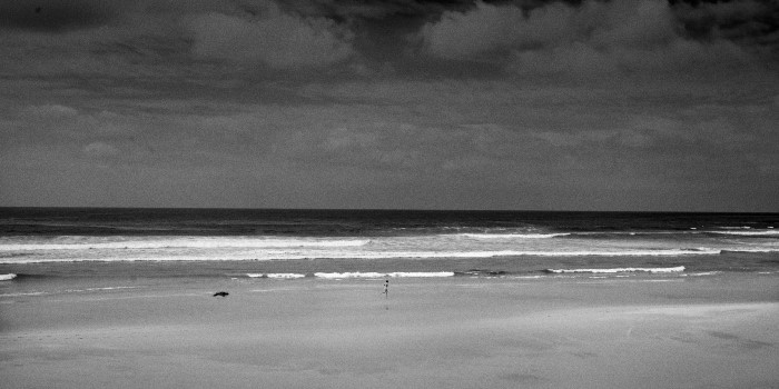 fine art black and white photograph of Praia do Malhào in Alentejo along the Atlantic ocean
