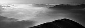Black and white fine art landscape of Monte Forato in the apian alps tuscany