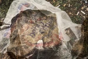fine art image of a plastic bag with the grotte aux pigeons in Beirut