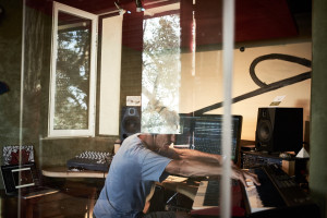 fine art photo of my friend Colin while at work in his recording studio in Tuscany near Pisa